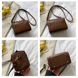 Vintage Plaid Crossbody Bag Women PU Leather Handbag Flap Small Purse