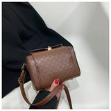 Vintage Plaid Crossbody Bag Women PU Leather Handbag Flap Small Purse