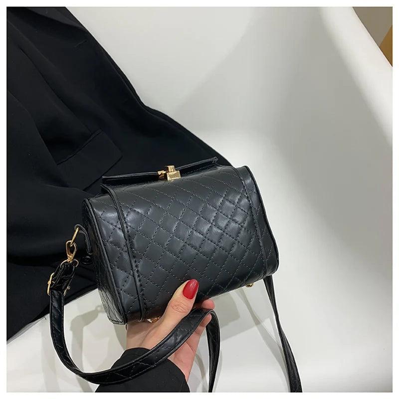 Vintage Plaid Crossbody Bag Women PU Leather Handbag Flap Small Purse