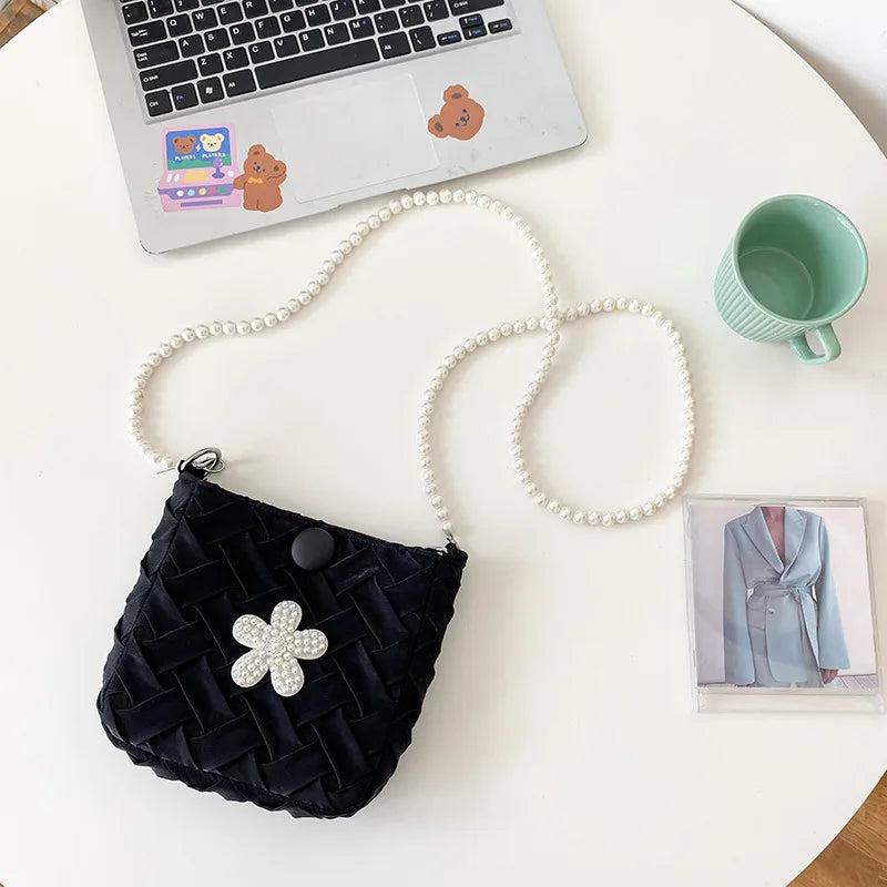 Pearls Chains Shoulder Bag Women Crossbody Purse Lady Messenger Handbag