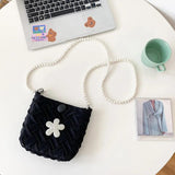 Pearls Chains Shoulder Bag Women Crossbody Purse Lady Messenger Handbag