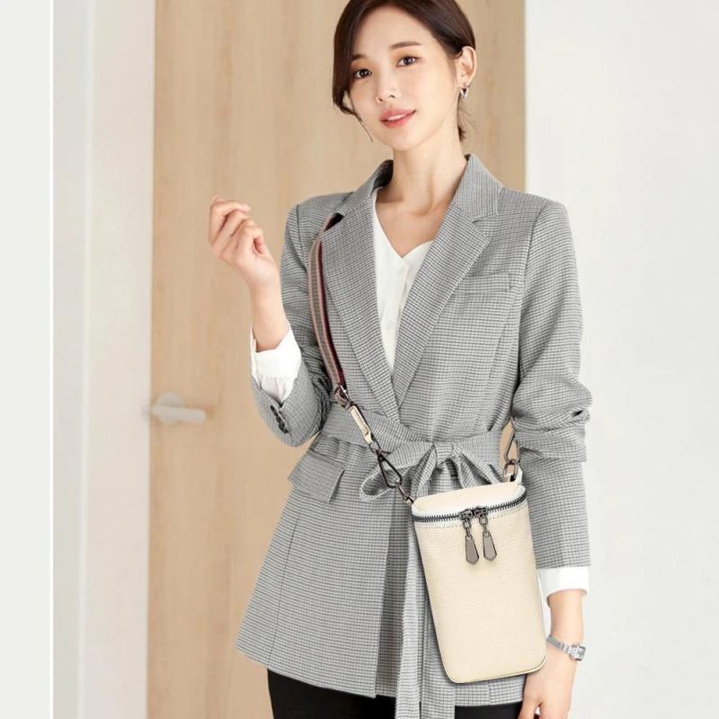 Cowhide Leather Mini Women Messenger Bag with Wide Strap