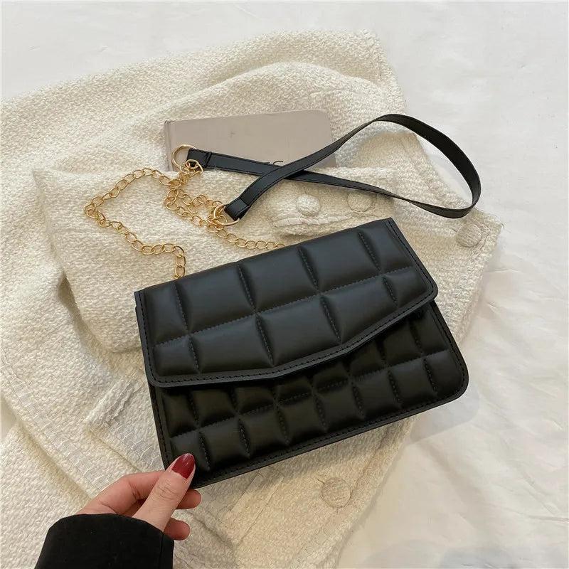 Retro Plaid Small Square Bag Chain Handbag
