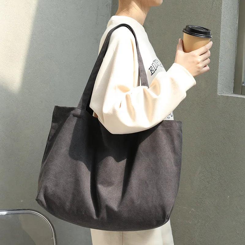 Japanese-style Artistic Canvas Bag in Casual Sen Solid Handbag