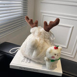 Christmas Elk Horn Plush Shoulder Bag
