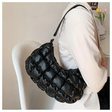 Vintage PU Leather Underarm Bag Plaid Shoulder Bags