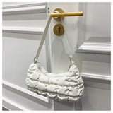 Vintage PU Leather Underarm Bag Plaid Shoulder Bags