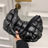 Vintage PU Leather Underarm Bag Plaid Shoulder Bags
