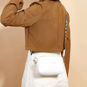 Women's Small Shoulder Bag PU Leather Wide Strap Crossbody Handbag