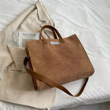 Vintage Corduroy Shopper Shoulder Bag for Women Large Capacity Totes