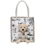 Bear Decoration Cartoon Women Handbags Student Shoulder Bag Canvas Bag