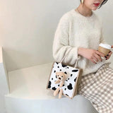 Bear Decoration Cartoon Women Handbags Student Shoulder Bag Canvas Bag