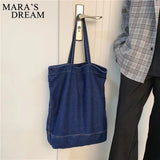 Mara's Denim Shoulder Bag Large Capacity for Women - Travel Casual Handbag