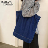 Mara's Denim Shoulder Bag Large Capacity for Women - Travel Casual Handbag