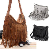 Women's Suede Fringe Cross Body Bag Tassel Messenger Handbag