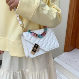 Spring Arrival Small Square Diamond Plaid Chain Handbag for Women