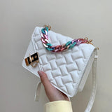 Spring Arrival Small Square Diamond Plaid Chain Handbag for Women