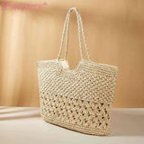 Summer Ladies Woven Tote Underarm Bag for Travel