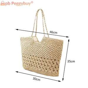Hollow Summer Hand-Woven Tote Bag for Seaside Holiday