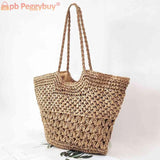 Hollow Summer Hand-Woven Tote Bag for Seaside Holiday