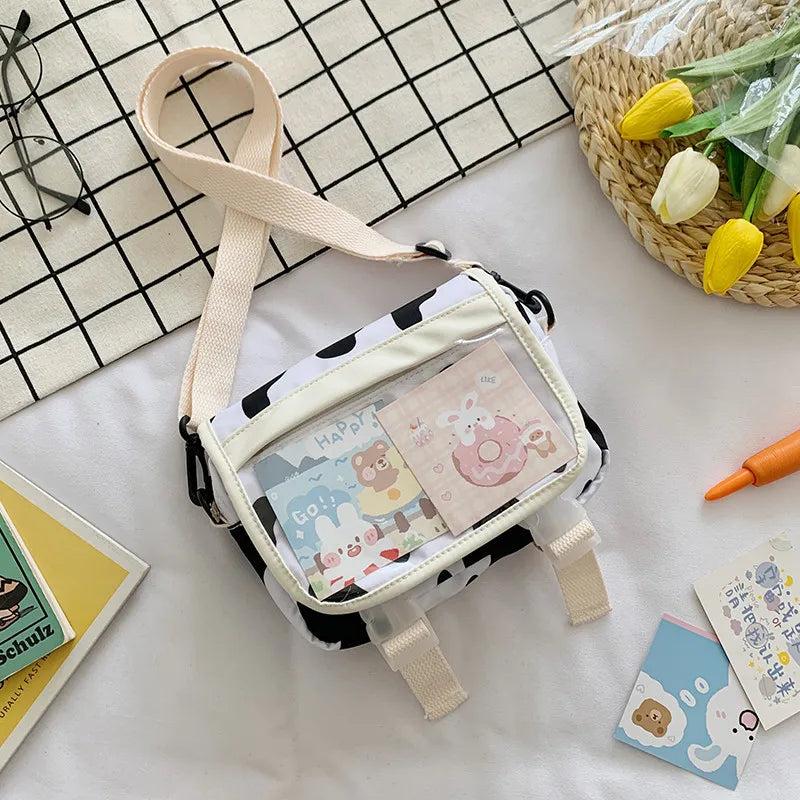 Small Square Crossbody Bag Transparent Nylon Shoulder Bag