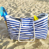 Striped Large Capacity Waterproof Women Beach Handbag