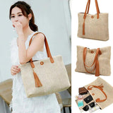 Women Summer Straw Rattan Shoulder HandBag Fluffy Cross Body Tassel Bag