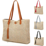 Women Summer Straw Rattan Shoulder HandBag Fluffy Cross Body Tassel Bag