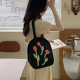 Canvas Letter Harajuku Zipper Print Shoulder Bag