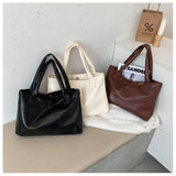 Solid Women Large Capacity PU Leather Handbag Totes