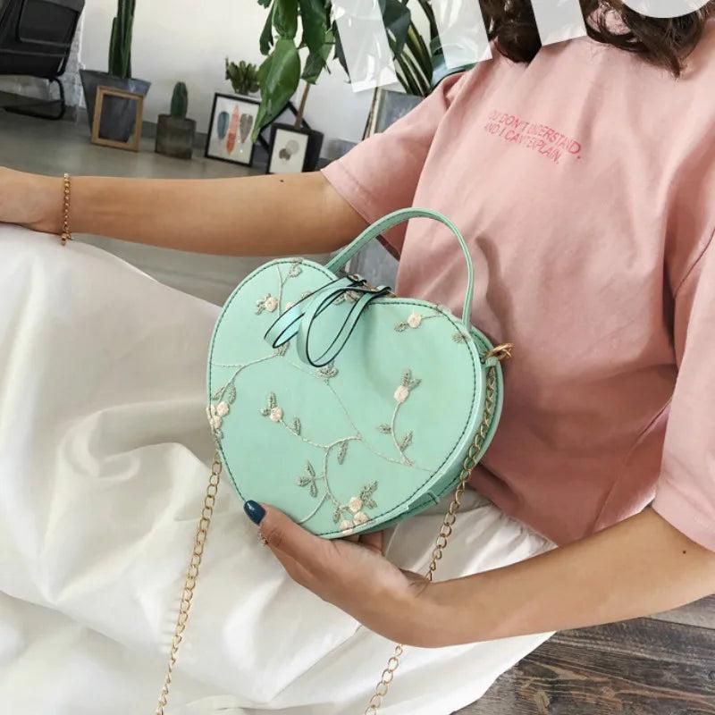 Lace Shoulder Bag Embroidery Handbag Portable Diagonal Chain Bag