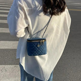 Mini Diamond Pattern Chain Bag Female Messenger Bag Bucket Box Bag