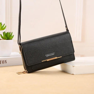 Ladies Wallet Messenger Bag High-end Solid PU Square Shoulder Bag