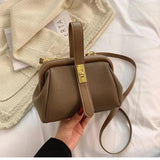 Women's Retro Crossbody Bag Messenger Handbag Clip Mouth Totes