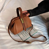 Women's Retro Crossbody Bag Messenger Handbag Clip Mouth Totes