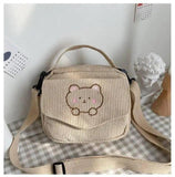 Preppy Style Corduroy Crossbody Bag for Women