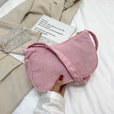 Soft Winter Fluffy Shopper Bag Women's Bag Corduroy Solid Shoulder Underarm Bags