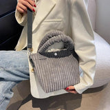 Corduroy Bucket Shoulder Bag Nylon Crossbody Bag