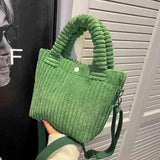 Corduroy Bucket Shoulder Bag Nylon Crossbody Bag