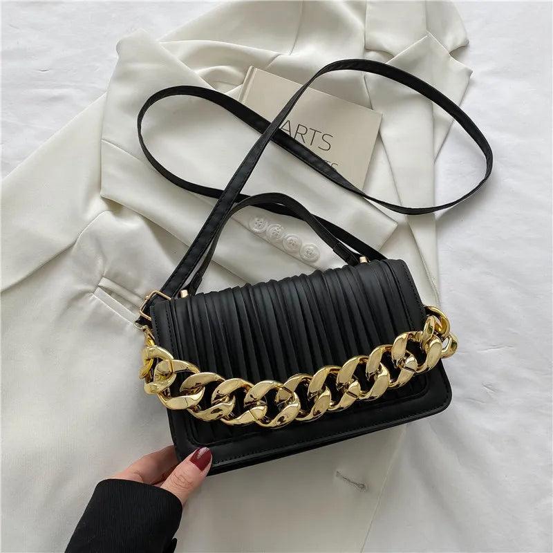 Pleated Women Bag Chain Handbag Crossbody Bag