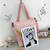 Canvas Messenger Bag Student Chain Shoulder Tote Large Capacity