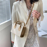 Women's Straw Woven Square Shoulder Bag Zipper Handbag