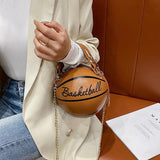 Round Shaped Basketball Shoulder Bags with Acrylic Chain for Women