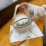 Round Shaped Basketball Shoulder Bags with Acrylic Chain for Women
