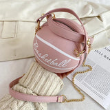 Round Shaped Basketball Shoulder Bags with Acrylic Chain for Women