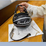 Round Shaped Basketball Shoulder Bags with Acrylic Chain for Women