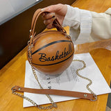 Round Shaped Basketball Shoulder Bags with Acrylic Chain for Women