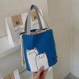 Girl Cartoon Melody Shoulder Bag Canvas Lunch Bag Handbag