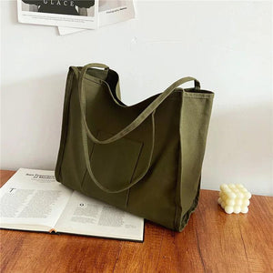 Large-capacity Tote Bag for Women Solid Casual One-shoulder Canvas Handbags