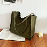 Large-capacity Tote Bag for Women Solid Casual One-shoulder Canvas Handbags